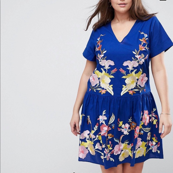 asos curve blue dress